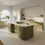 Technistone noble arco gold virtuvē
