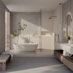 Technistone Perla champagne vannas istabā